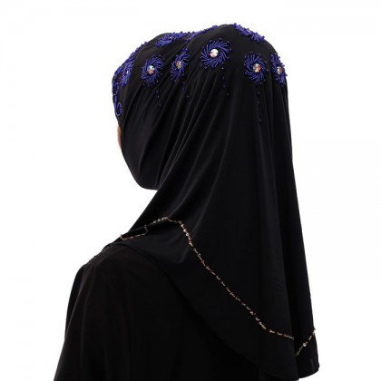 Blue Flower Black Hijab